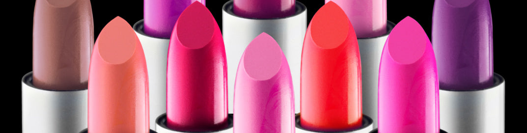 Row of non-toxic lipsticks representing the history and evolution of lipstick