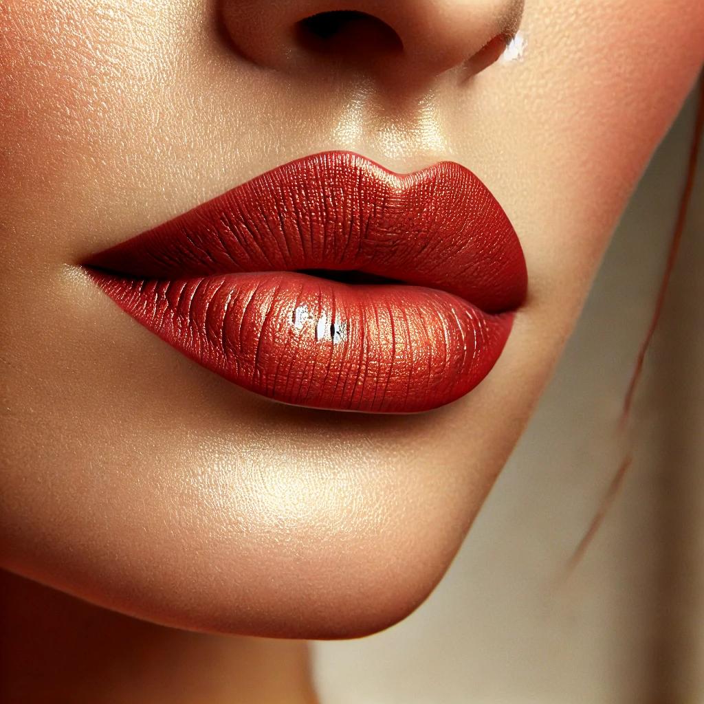 Lips wearing  Non-Toxic Copper Red Lipstick | Coastal Classic Creations®