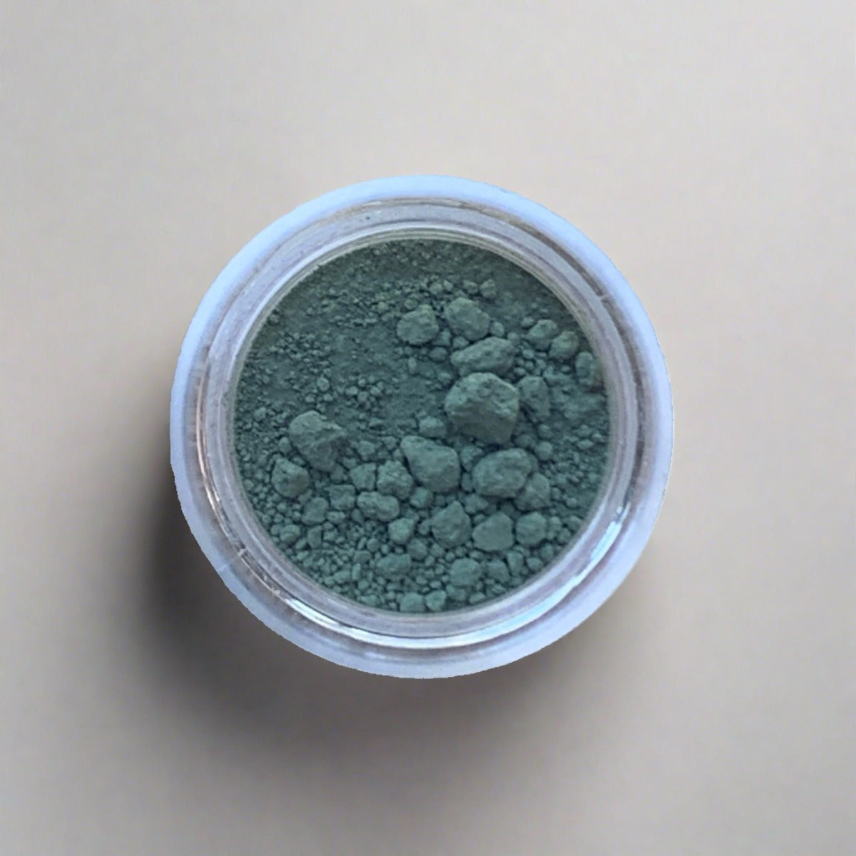 Jar of Acqua Eyeshadow: a refreshing cool green loose powder eyeshadow shade