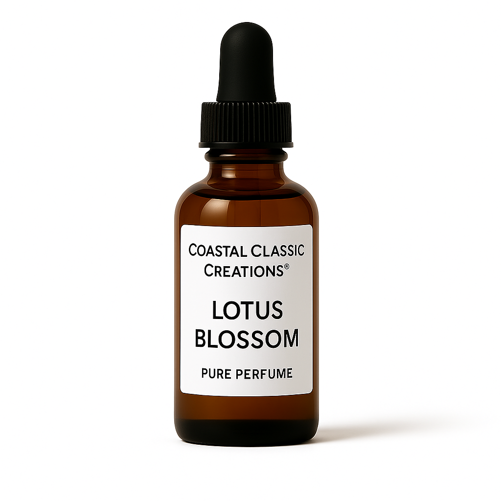Lotus Blossom Pure Perfume bottle with clean white background and elegant minimalist label
