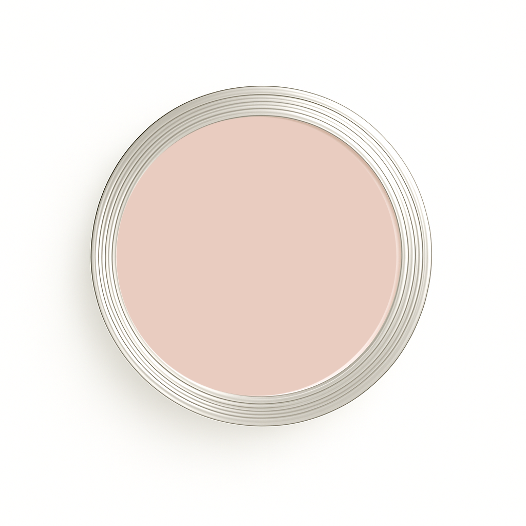 Mini linen natural minerals foundation in clear cosmetic jar on a white background
