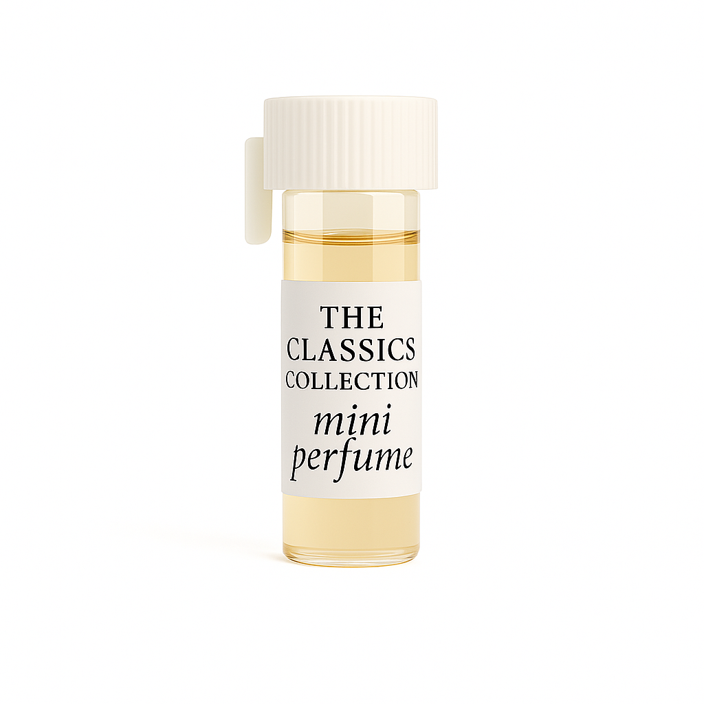 Mini perfume bottle from The Classics Collection on a white background