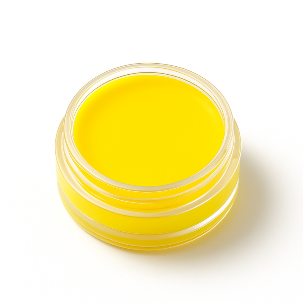 Body butter in a transparent container on a white background