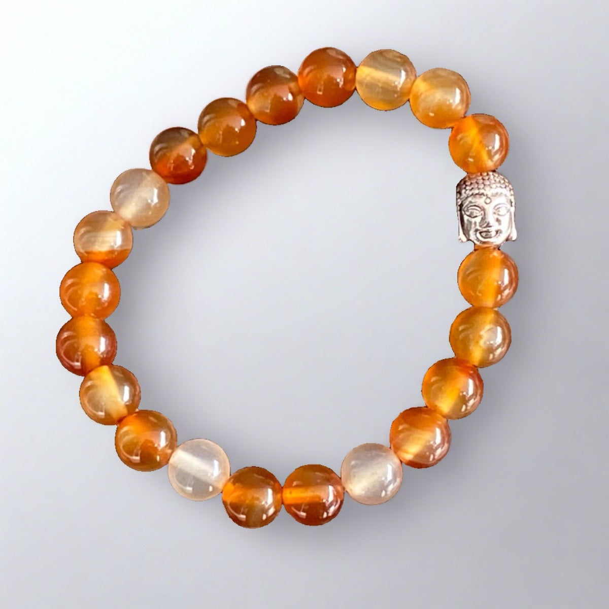 Buddha charm bracelet with carnelian stones for positivity