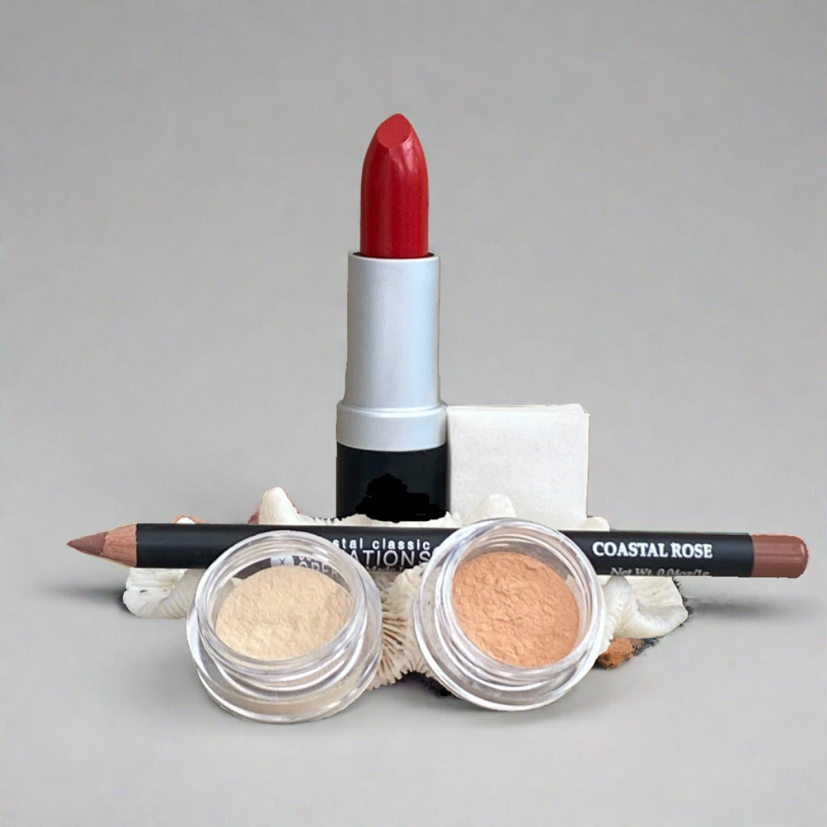 Lipstick, lip crayon, complimentary foundation products you configure