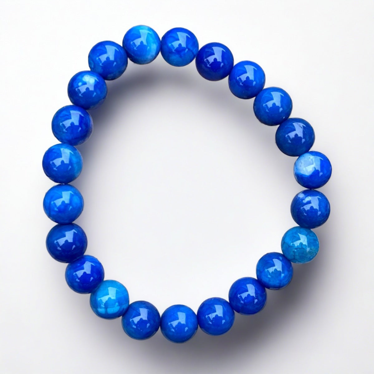 Cobalt Blue Agate Throat Chakra Bracelet for healing energy