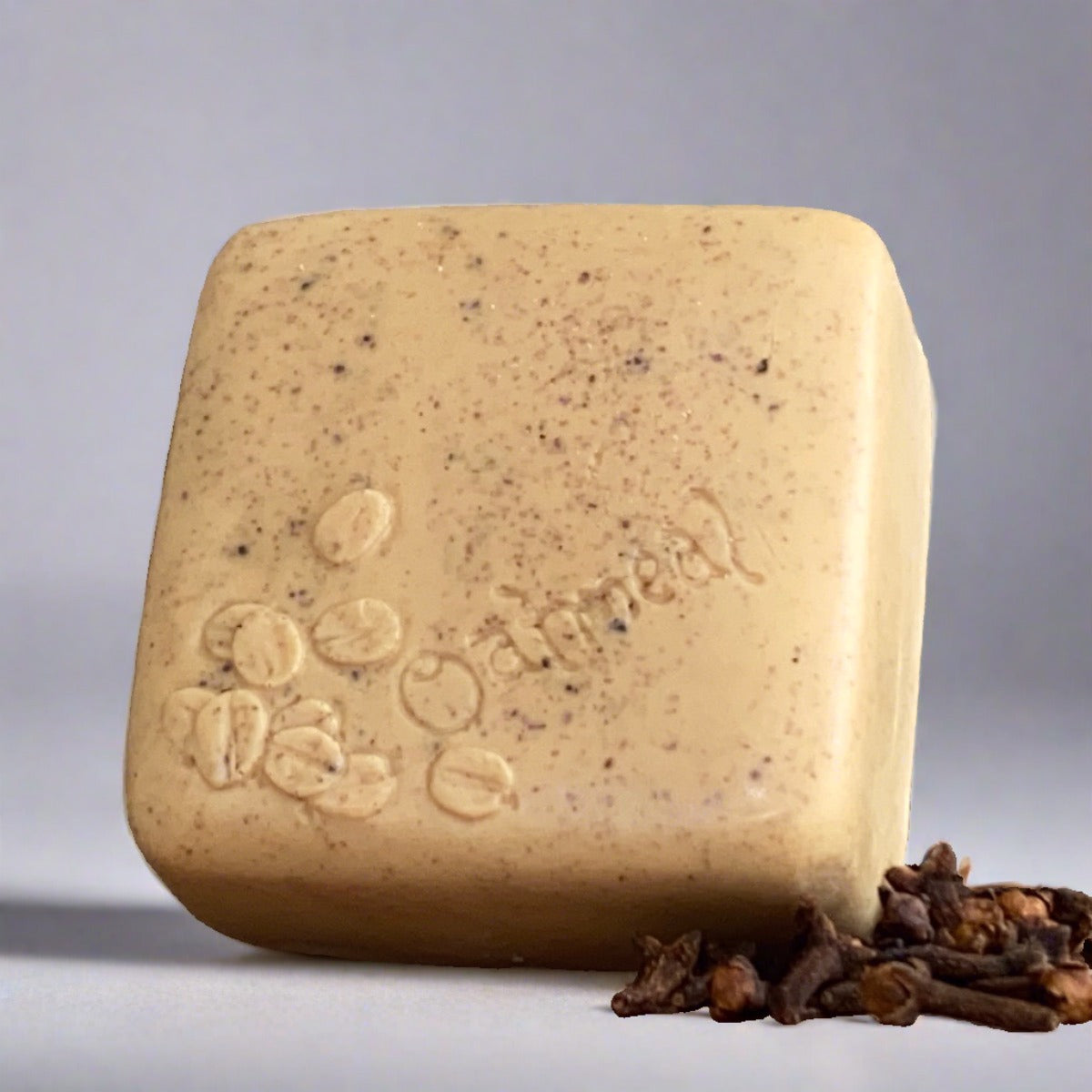 Close-up of Oatmeal and Clove Soap – calming, natural cleanser with oatmeal