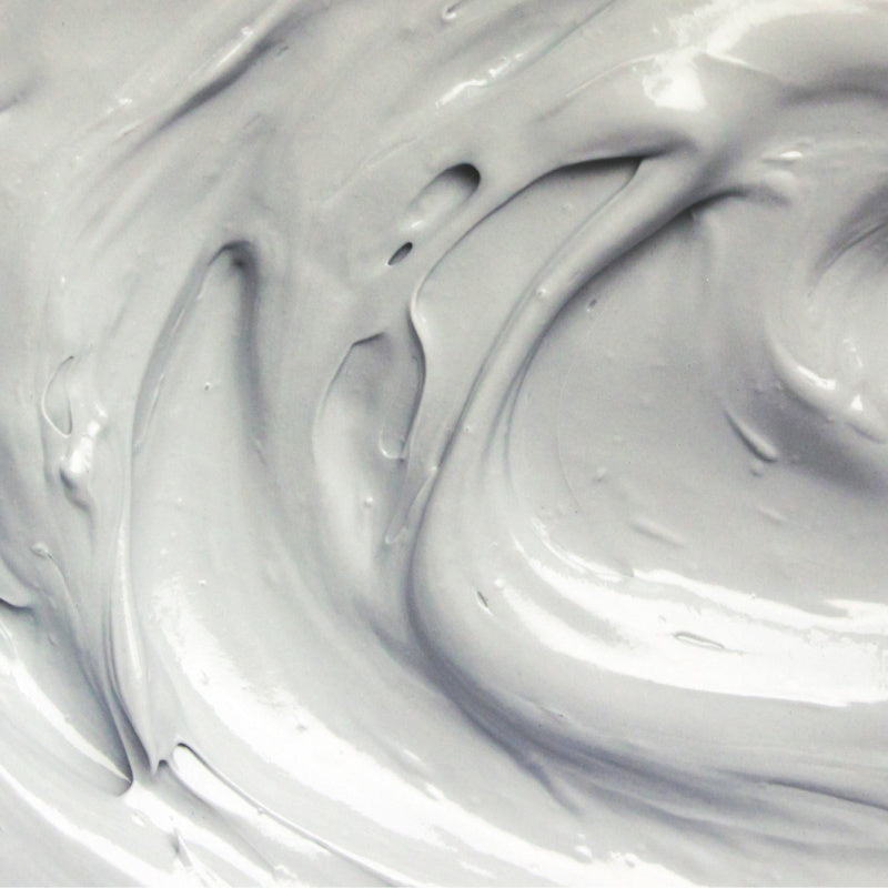 Close up of glacial marine clay mask representing product when emulsified 