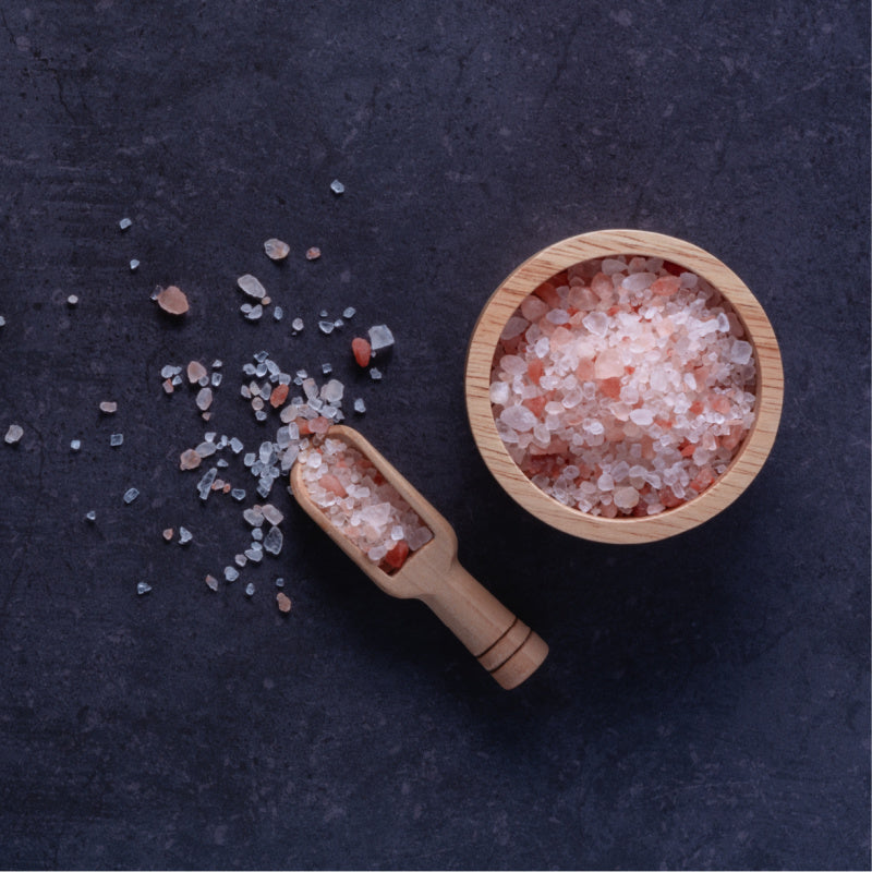 Bowl of Himalayan pink salt representing product ingredient