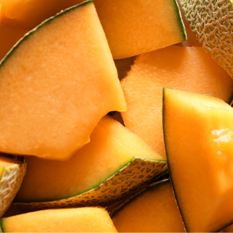 Cantaloupe slices representing cucumber melon fragrance 